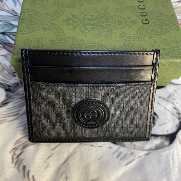 Gucci GG Supreme Interlocking Card Holder Double G black Holder - Picture 1 of 7